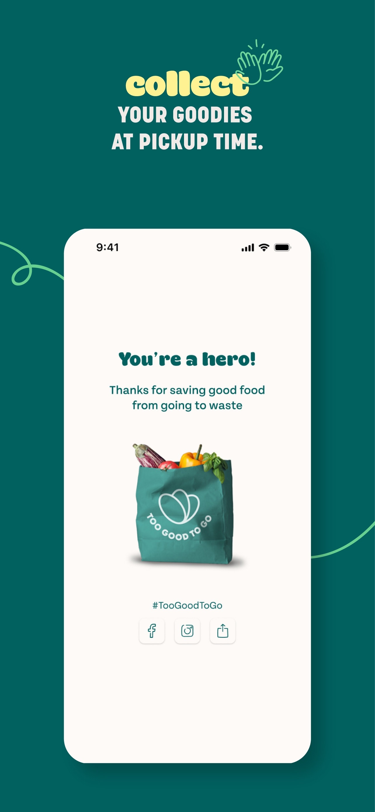 Store screenshots screen from the Too Good To Go: End Food Waste app, capture 4