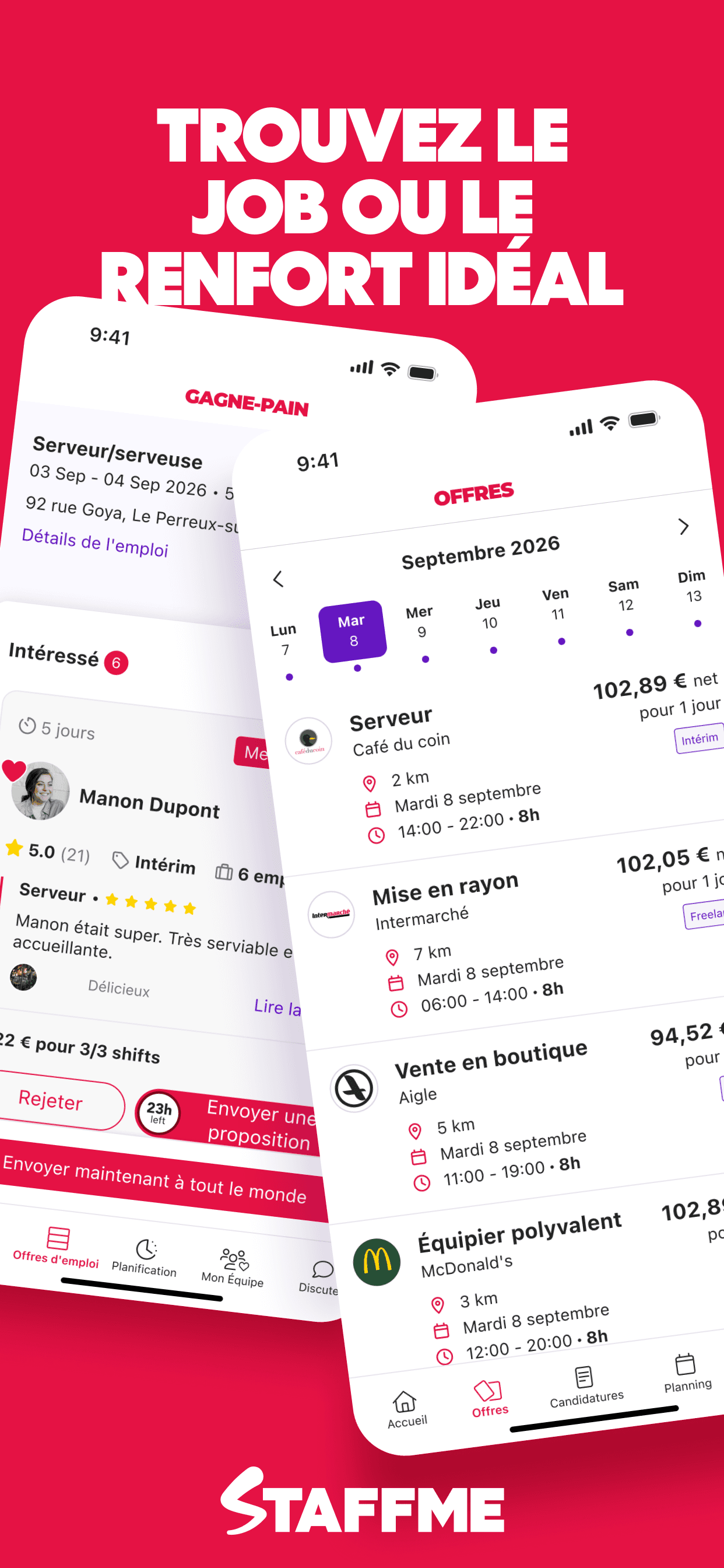 Store screenshots screen from the Staffme : intérim & freelance app, capture 1