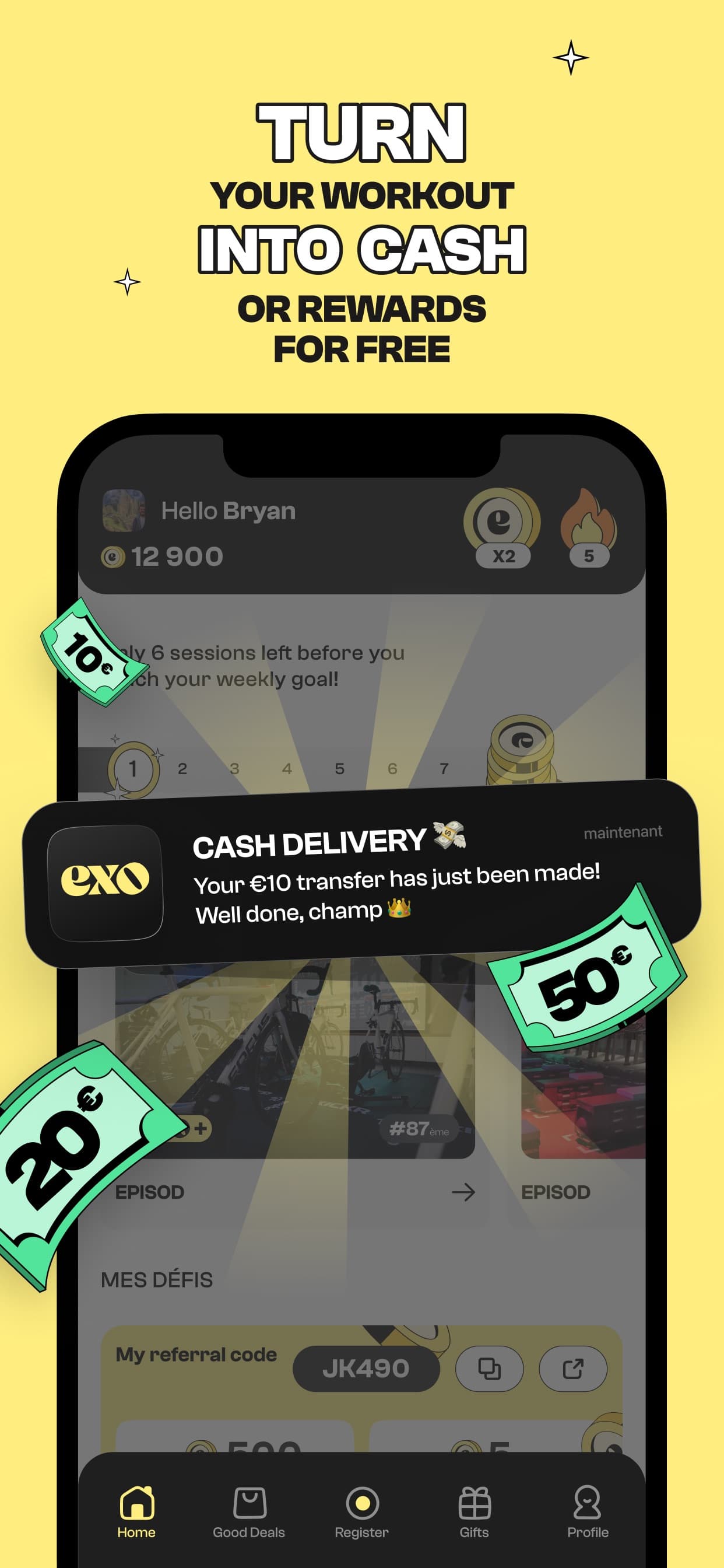 Store screenshots screen from the EXO – Sport, Cash & Rewards app, capture 1