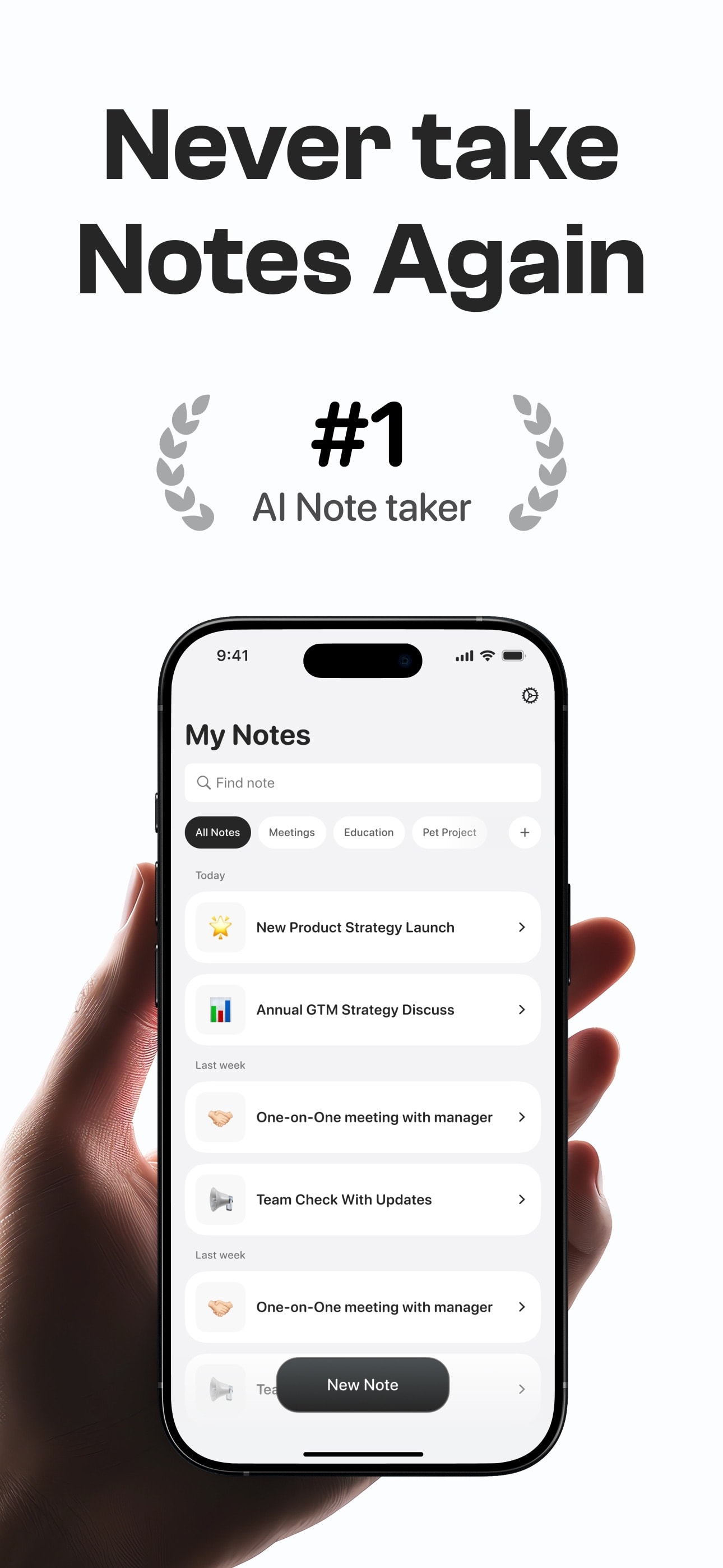 Écran Captures de store de l'app Notee: Prise de Note IA, capture 1