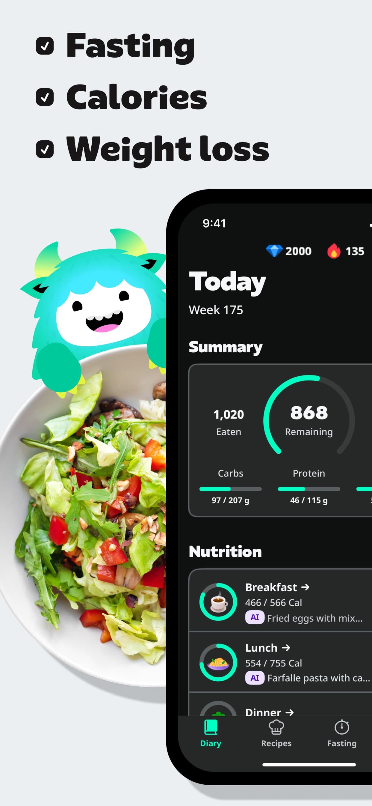 Store screenshots screen from the AI Calorie Counter by Yazio app, capture 1